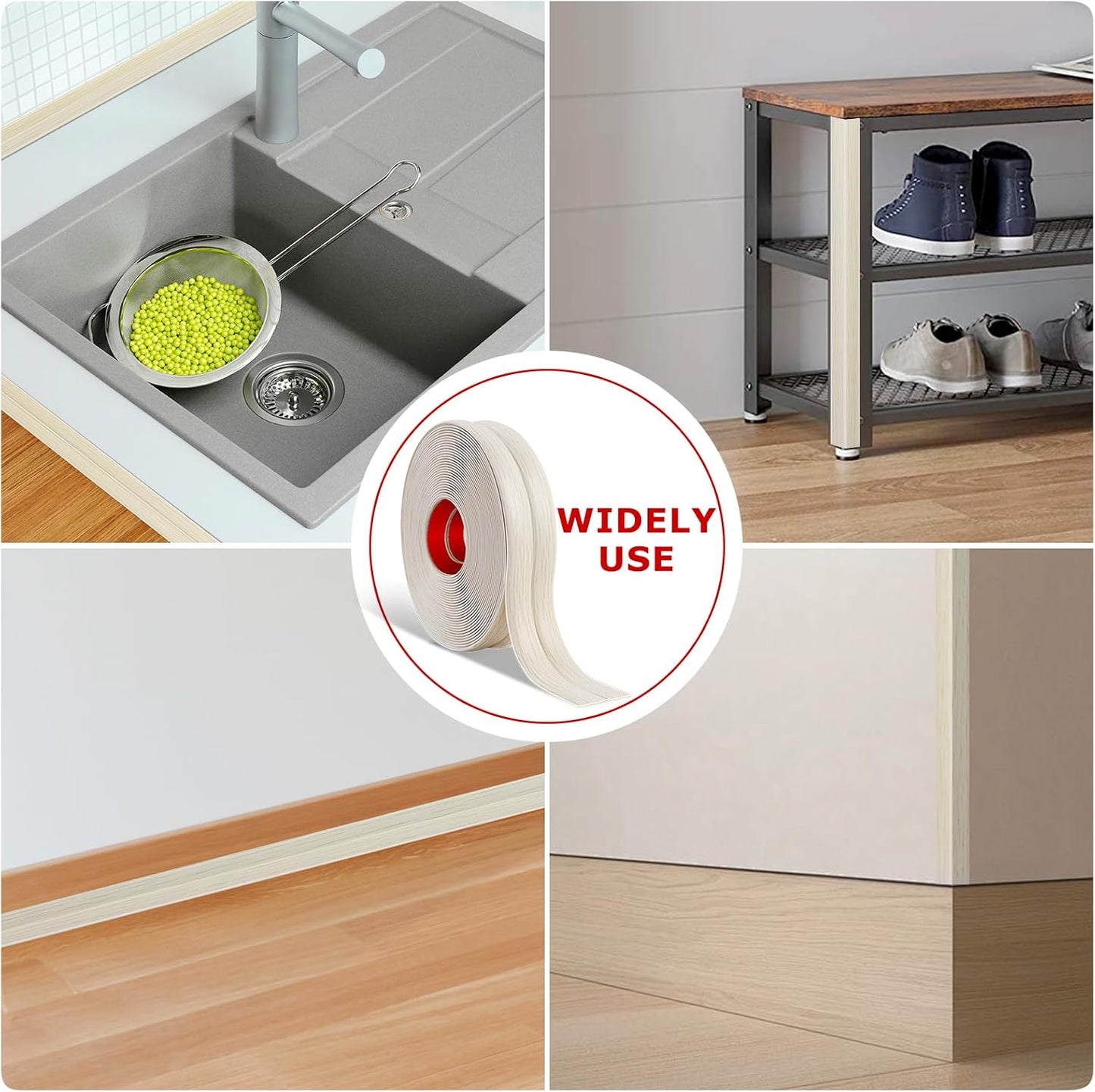 Flexible Wall Corner Protector Moulding Trim Peel and Stick Wall Corner Guards Edge Protector Self Adhesive Molding Trim Strip for Edge Ceiling (Beige Wood Grain, 1.6 in x 20 Ft)