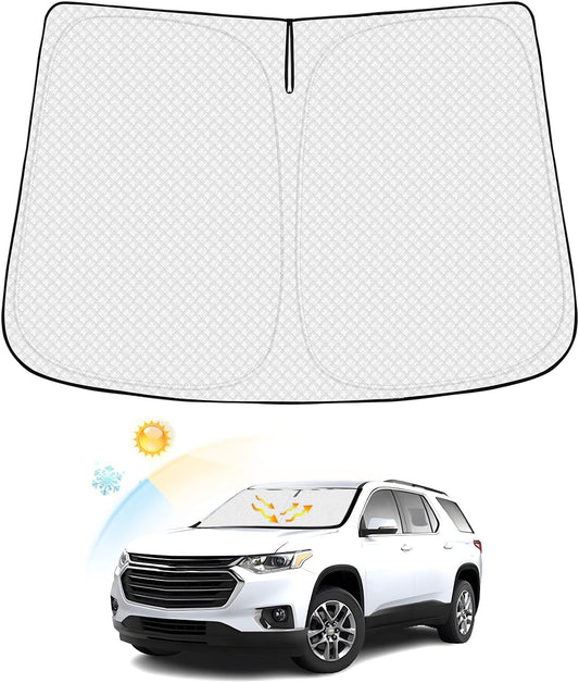 Windshield Sun Shade for Chevrolet/Chevy Traverse 2018-2025 2026 Accessories Thicken 6-Layer Foldable Front Window Sunshade Cover Sun Visor Protector Block UV Rays Keep Vehicle Cool