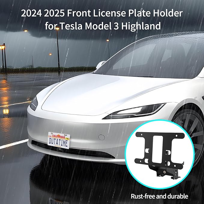 2024 2025 Tesla Model 3 License Plate Frame(No Drill, Custom Lock) Tesla Model 3 Front License Plate Mount