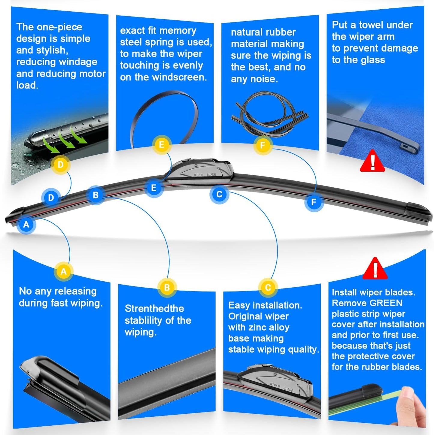 Windshield Wiper Blades Replacement for 2014-2023 Jeep Cherokee Original Factory Quality Front Rear Wipers Blade Set for My Car - 26" 18" 14" (Pack of 3)