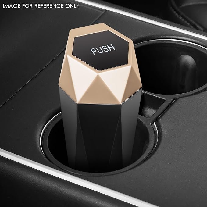 DNA MOTORING Mini Car Auto Trash Can with Removable Lid, Leakproof Mini Garbage Bin for Automotive Home Office,Black/Gold,ZTL-OD-01-GD