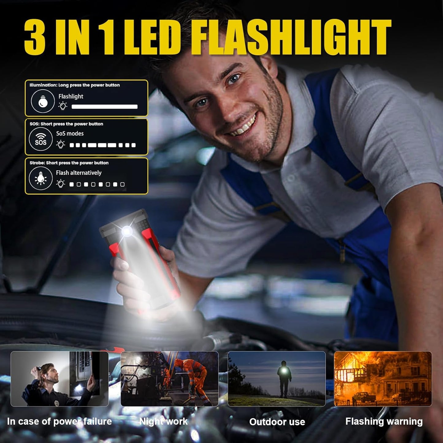 Scatach 002 3500A Car Battery Jump Starter,12V Jump Starter Battery Pack (up to 10.0L Gasoline and 8.0L Diesel Engine),12V Portable Jump Box with LED Display, 3 Modes Flashlight and Jumper Cable