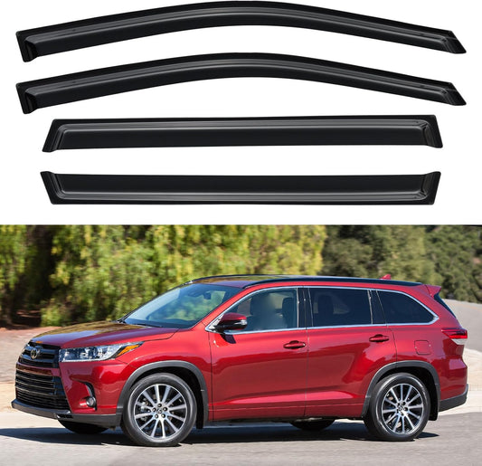 Window Visors Rain Guards for 2014 2015 2016 2017 2018 2019 Toyota Highlander, Out-Channel Window Vent Wind Deflectors Visors Shades for 14-19 Highlander
