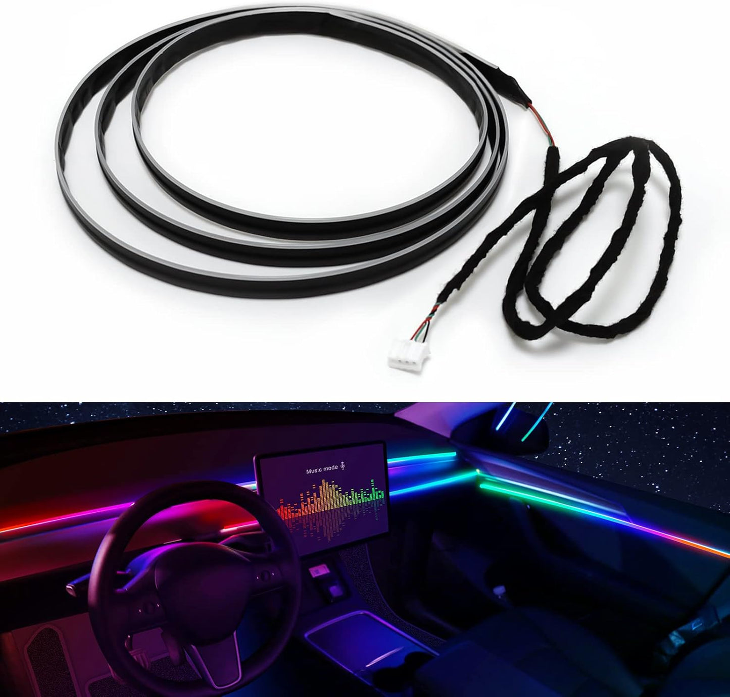 Dreamcolor Acrylic Interior Car LED Strip Light 29.5-inch, which fit for dreamcolor main controller connects and sub-controller kit (not including), Not applicable dreamcolor 5 in 1(single controller)