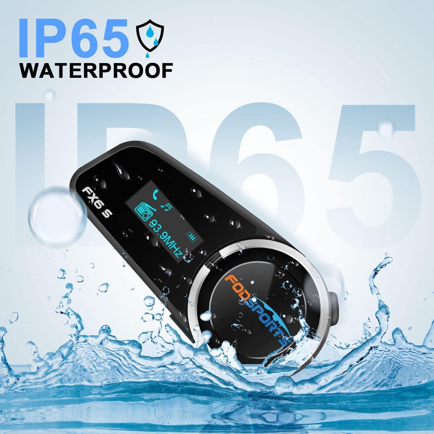 Fodsports FX6S Bluetooth Motorcycle Headset, 6-Way Motorbike Intercom Bluetooth, 1000m Motorcycle Helmet Communication Systems/Voice Dial/Universal Pairing/FM Radio (2 Pack FX6S with LED)