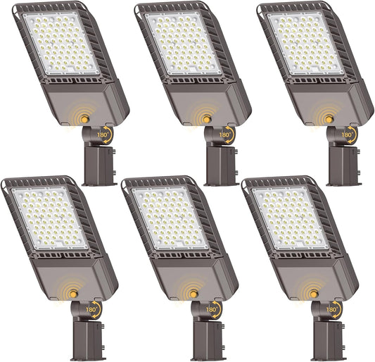 240W LED Parking Lot Lights Commercial Area Oudoor Lighting Dusk to Dawn LED Street Lights 43200Lm(180LM/W) 6000K IP65 Waterproof 100-277V for Driverway Parking Lot 6 Pack