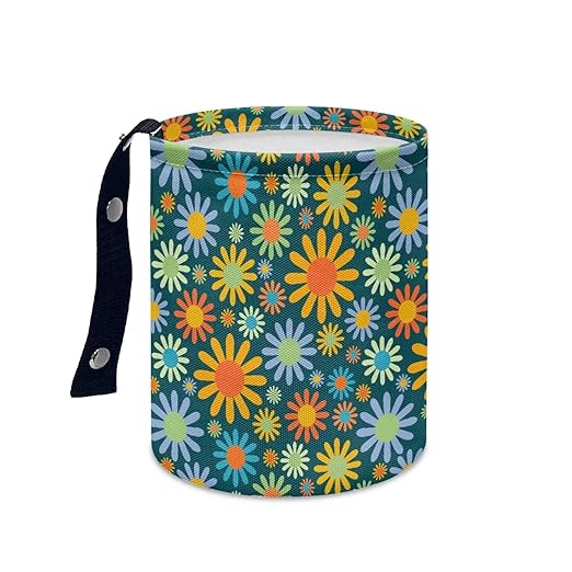 Mushroom Flower Butterfly Moon Car Rubbish Bag Can Reusable Hanging Auto Garbage Organization Can Bin with Adjustable Strap for Camping