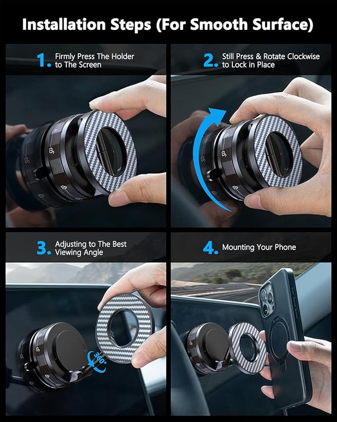 Vacuum Magnetic Car Phone Holder for Mag-Safe [89+LBS Suction & 3200gf Magnetic] 360° Adjustable Ultra Suction Cup Phone Holders for Your Car, Car Mount for iPhone 17 Pro Max 16 15 14 13 12 Air Plus