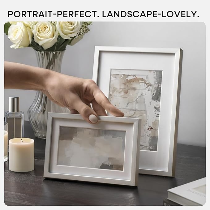 Homeforia 20x20 Silver Picture Frame, High End Metal 20 x 20 Square Frame with Mat 16 x 16 Photo, 20x20 Poster Frames Matted to 16x16 Print, 20 by 20 Hanging Frames, Tempered Glass, Wall Kit, Set of 3