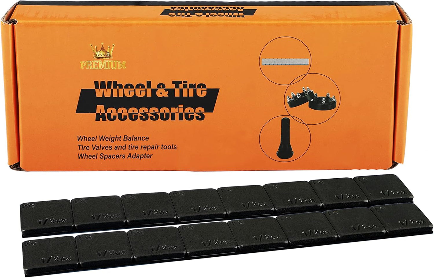 EZISO 1/2 Oz Black Stick on Wheel Weights,0.5OZ Adhesive Backed Wheel Weights (144pcs,72 oz Pack)