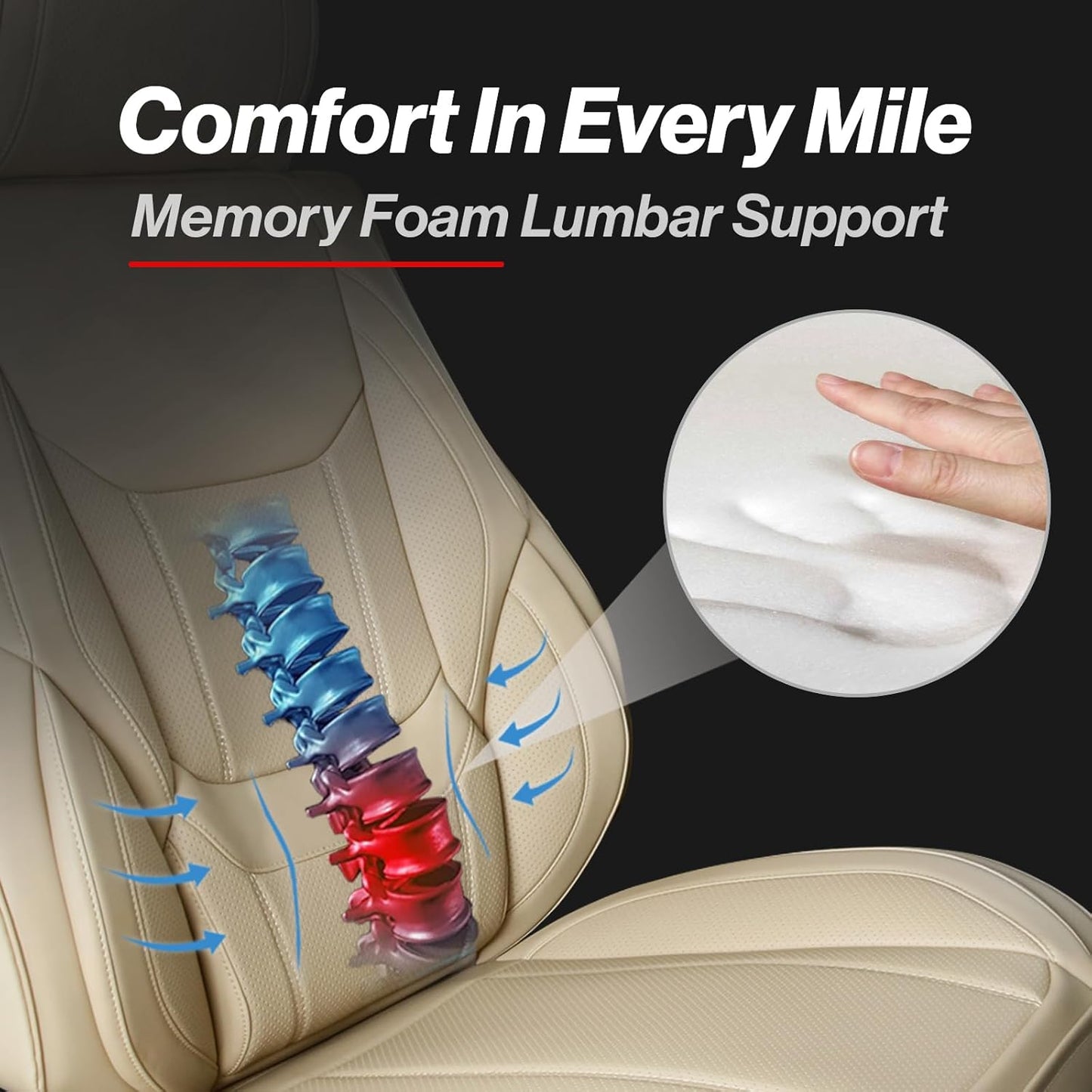 Coverland Custom Car Seat Covers Compatible with 2020-2025 Gladiator Crew Cab - Premium Leather Non-Slip Memory Foam Waterproof Custom Interior Protector Full Set-Beige [See Size Chart-Size X112]