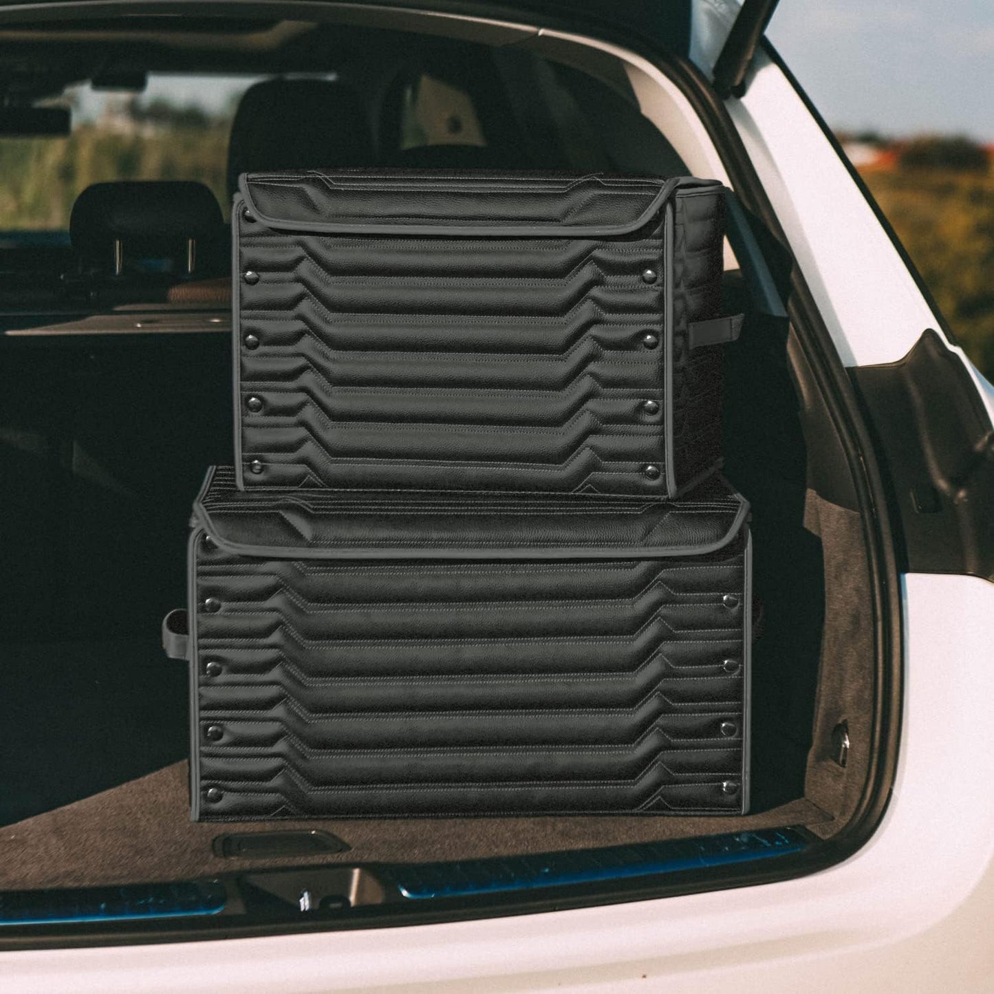 Foldable Trunk Organizer For Car - Trunk Organizers Car Storage - Collapsible Auto Trunk Organizer With Lid - Small And Large Cargo Organizer - Trunk Organization (Highway 17+21)