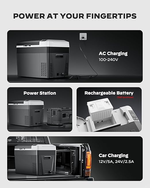 Marsail 12 Volt Car Refrigerator, 32QT Electric Cooler, Portable Car Fridge with Battery Power Option, 12/24V DC and 110-240V AC for Truck, RV, SUV, Travel, Camping, Road Trips -4°F to +68°F