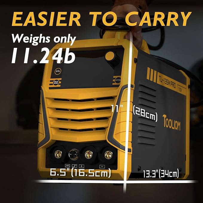 TOOLIOM 135A Gasless Flux Core MIG Welder 110V MIG Welder Flux MIG/Lift TIG/Stick 3 in 1 Welding Machine IGBT DC Inverter with LCD Display
