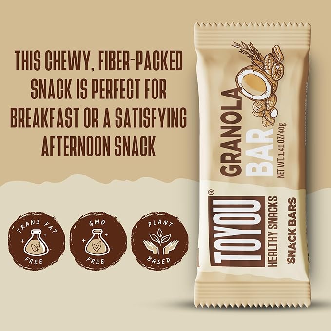 ToYou Chewy Fruit and Nut Bars - Healthy Protein Snacks | Granola Bar - 1.41 Ounce (Pack of 12) | Soft Chewy, Vegan, Fiber-packed Granola Bars for Adults and Kids, Made with Natural Ingredients