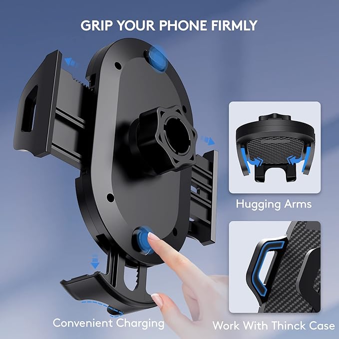Car Phone Holder Mount, [Strong Suction Cup] [Military Grade Durable] for Windshield and Dashboard, Adjustable Long Arm Compatible with iPhone 16 15 14 Pro Max and All Smartphones,Black