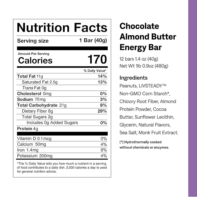 UCAN Energy Bars | Low Sugar, Low Calories | Gut Friendly, Caffeine-Free, Vegan, Non-GMO, No Soy, Keto Friendly | Running, Cycling, Fitness, Pre & Post Workout | Chocolate Almond Butter 12 Count