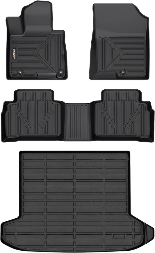 GINOWY-Floor Mats & Cargo Liner for Hyundai Tucson 2022-2024 2025 (Not for Hybrid) TPE All Weather 2023 Tucson Car Mats, Non-Slip Trunk Mat Waterproof Tucson Custom Fit Accessories Mats-Black
