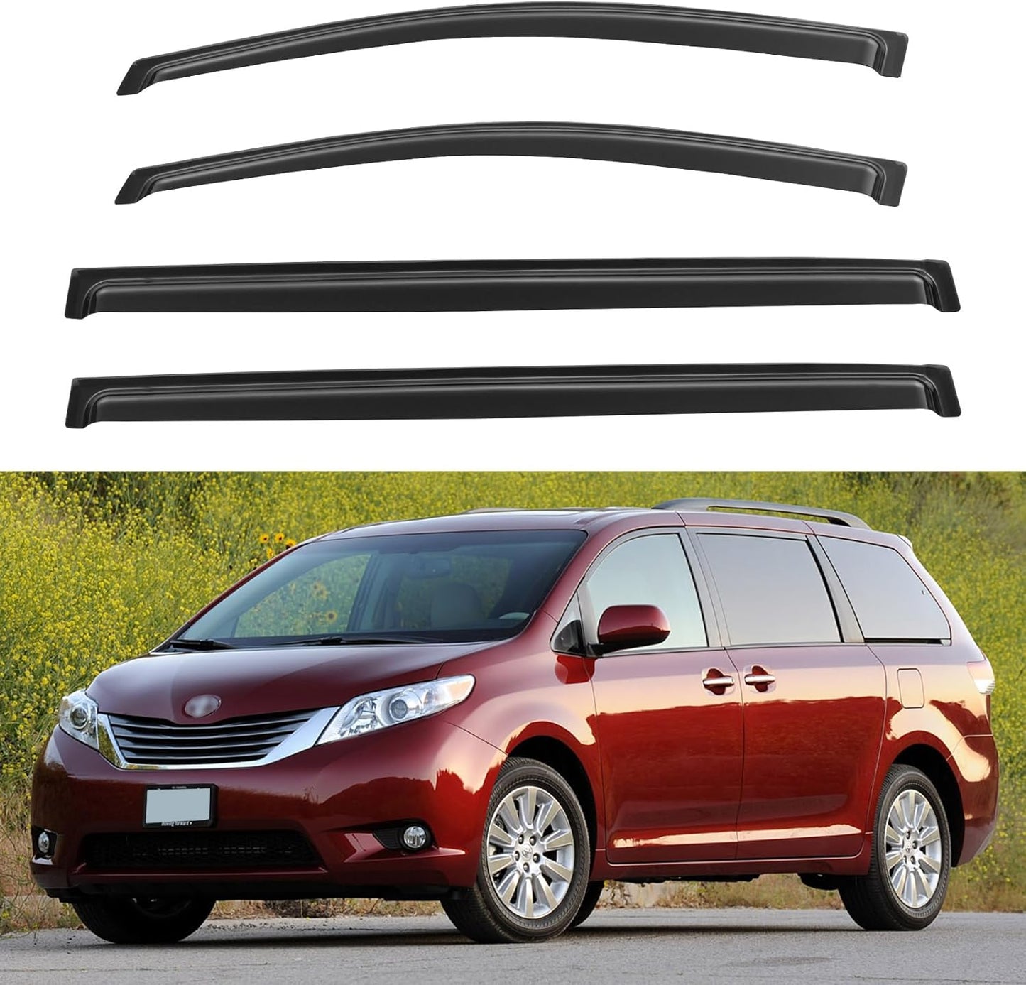 Window Visors Rain Guards Shield for 2011-2020 Toyota Sienna, Out-Channel Window Vent Wind Deflectors Visors Shades for 11-20 Sienna