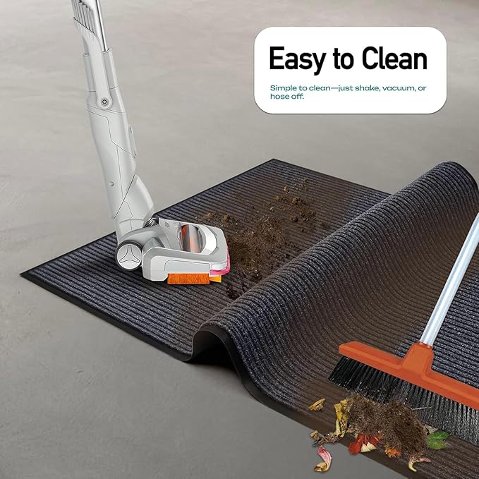 MaxMat® 4-Pack Extra Large Commercial Floor Mat, 3 x 5 Feet Heavy Duty, Waterproof, Low-Profile, Easy to Clean, Rubber Entry Mat (Grey, 3 x 5 Feet - 4 Pack)