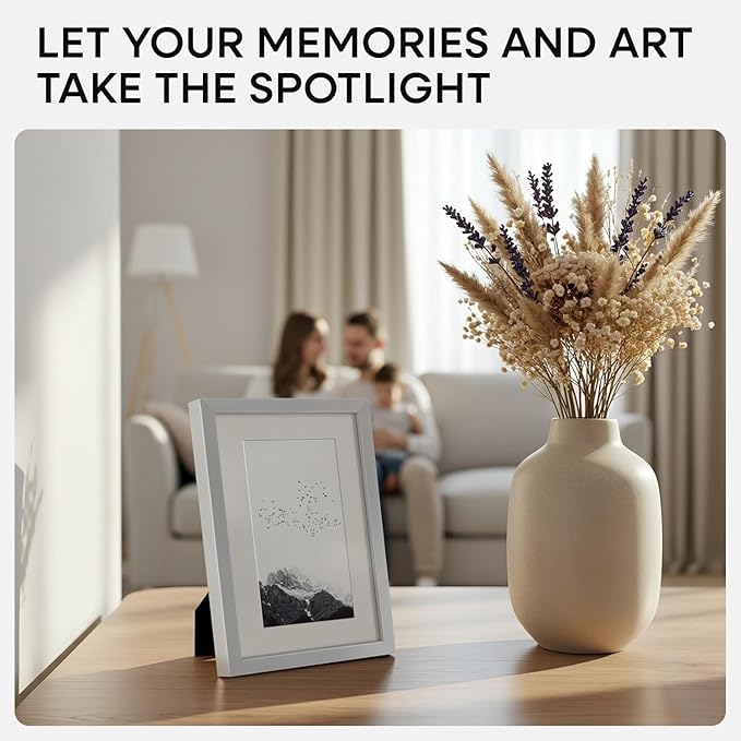 Homeforia 4x6 Picture Frame Silver, High End Metal 4 x 6 Silver Frames with Mat 3 x 5 Print, 4by6 Desk Frame Matted to 3x5 inch Photo, 4 by 6 Wall or Tabletop Frame, Tempered Glass, Wall Kit, Set of 2