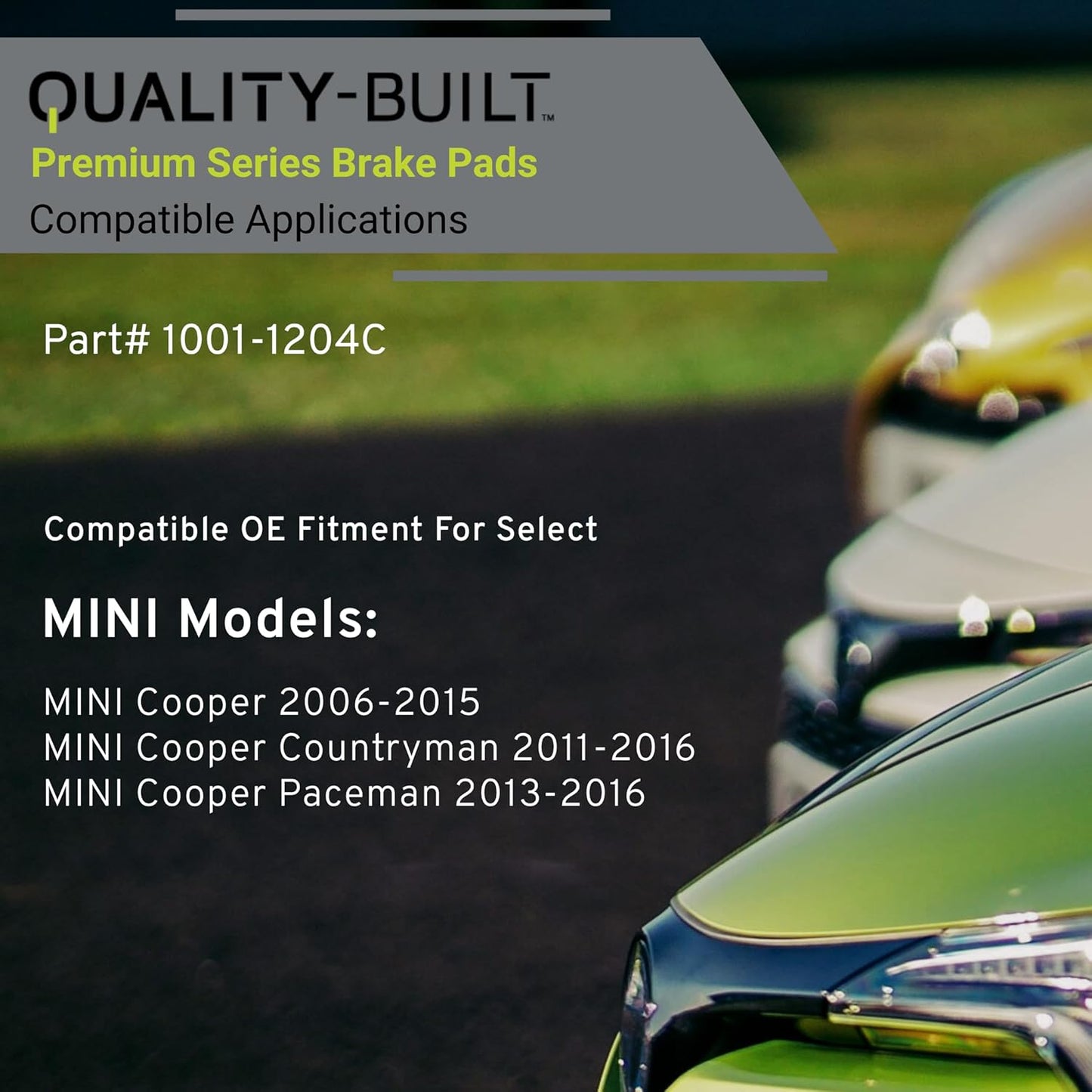 Premium Ceramic Front Brake Pads (1001-1204C) Compatible with Mini Cooper 2006-2015, Mini Cooper Countryman 2011-2016, Mini Cooper Paceman 2013-2016