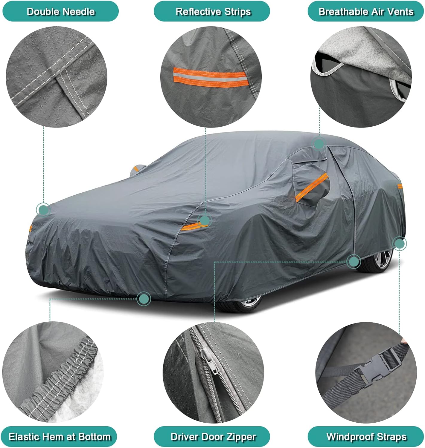 Premium Car Cover Custom Fit Lexus RX350 (2015-2025), 16 Layers Heavy Duty Car Cover Waterproof All Weather with Zipper Door for Sun Rain Snow Dust Uv Protection