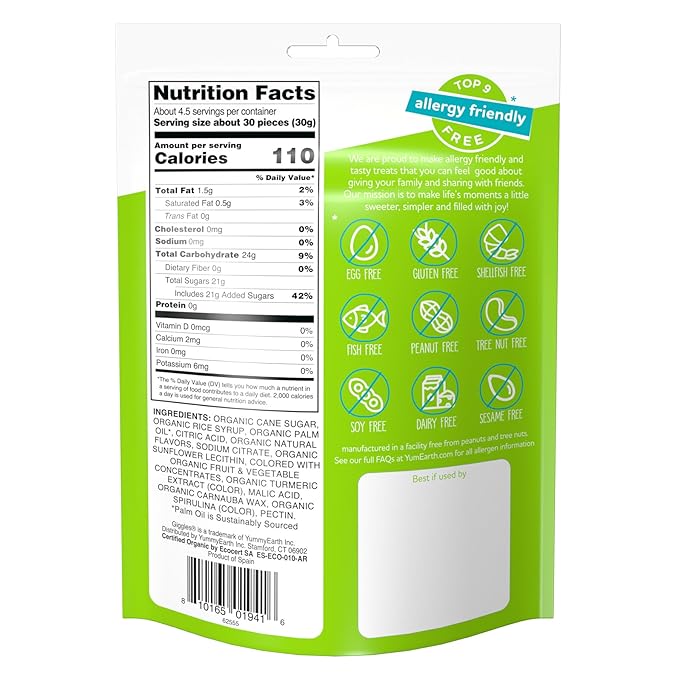 YumEarth Organic Sour Giggles Chewy Candy – Allergy Friendly, No Artifical Dyes, Non GMO, Gluten Free, Sour Fruit Flavored, Vegan Candy Snacks with No Artificial Flavors, 5 oz (Pack of 6)