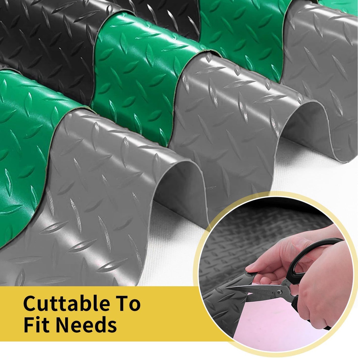 Premium Garage Floor Mat, Commercial Grade Heavy Duty Parking Mat for Garage Floor, Golf Cart Parking, Water/Stain Resistant Floor Runner (Black Diamond, 2 Rolls x 4 x 6.5 Feet)