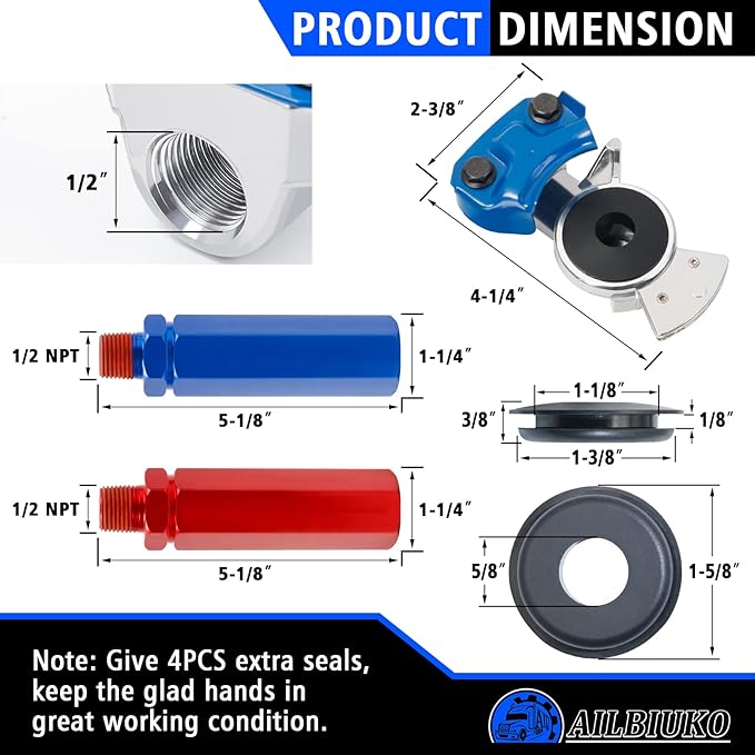 Semi Air Lines Kit, 15FT 3-in-1 Airline Hose for Truck ABS 7 Way Electrical Cable with Glad Hands Hex Gladhand Handles Grips for Tractor Trailer