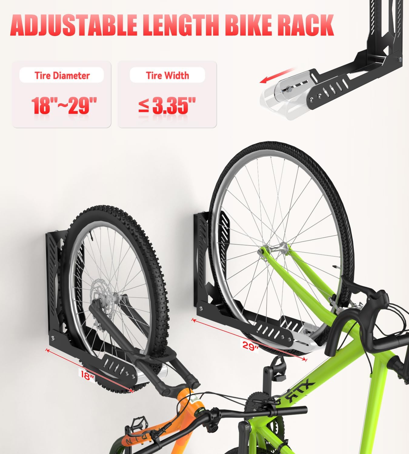 Bike Wall Mount 2 Pack Swivel Bike Rack for Garage, No Heavy Lifting Required Wall Bike Hangers Can Holds up to 77 lbs, Black