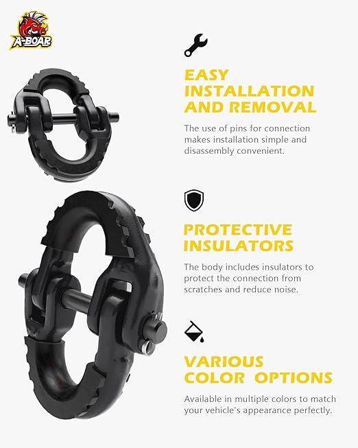 1/2 Safety Chain Connector Link, 2pack Hammerlock Coupling Link for Trailer Chains Connect, Drop Forged Steel Tow Hitch Safety Chain Connector Link, Black