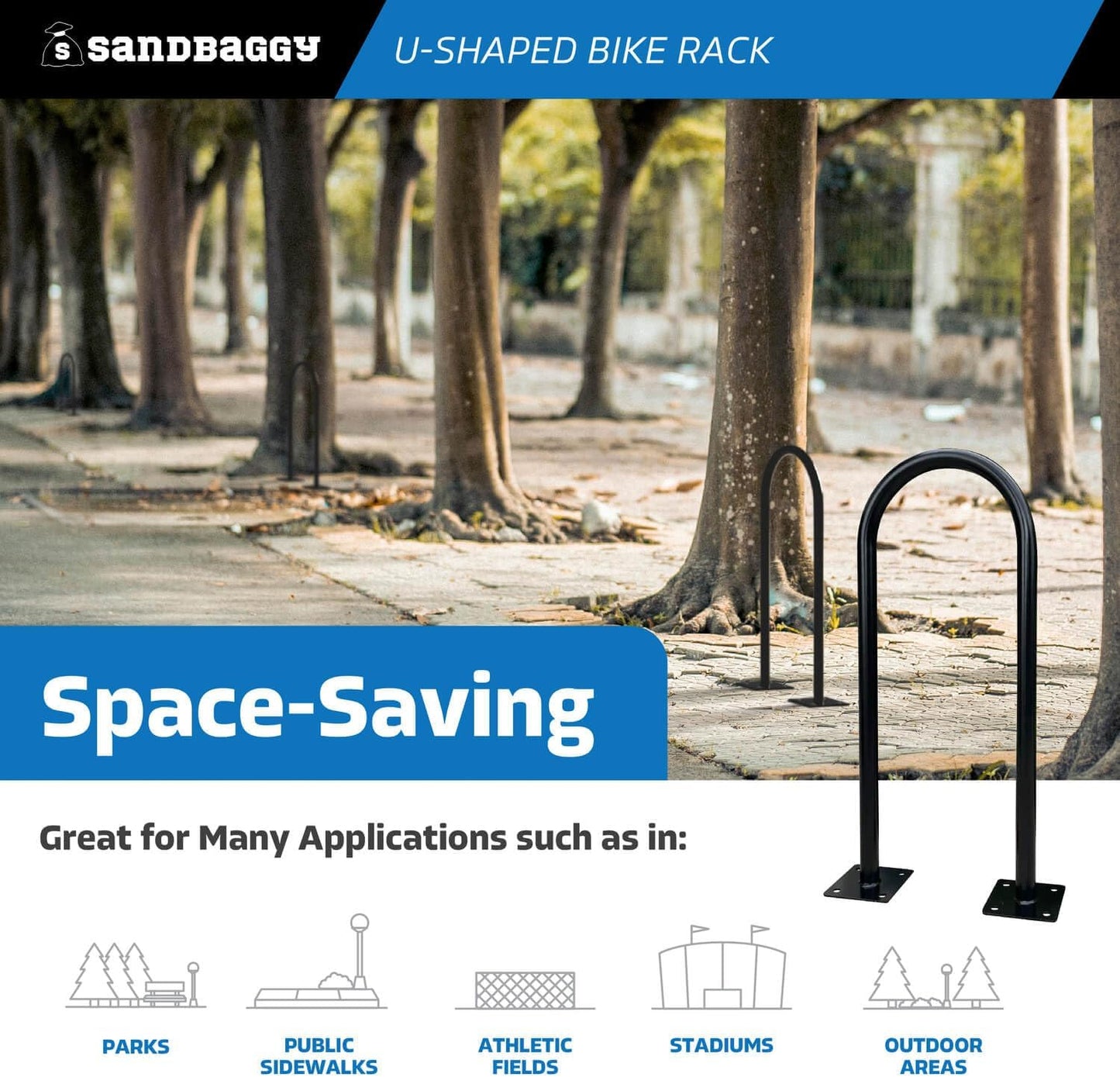 Sandbaggy U Shaped Bike Rack - Outdoor, Commercial - Galvanized Steel - Surface/Ground Mounted (2, Orange)