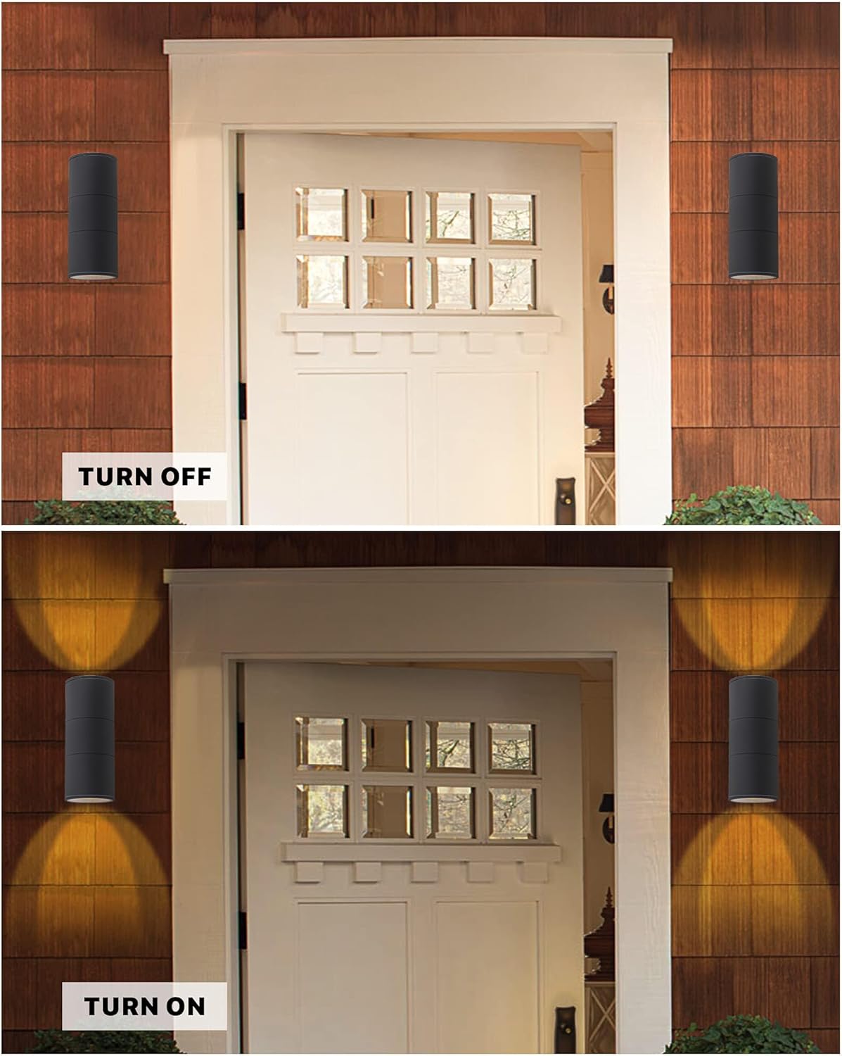 Ken & Ricky 14Inch Exterior Lighting Fixtures,Outdoor Cylinder Wall Lights,Black Outdoor Sconces Set of 2, Outside Light Fixtures for House,Front Door,Entrance, Garage,Porch-2pk