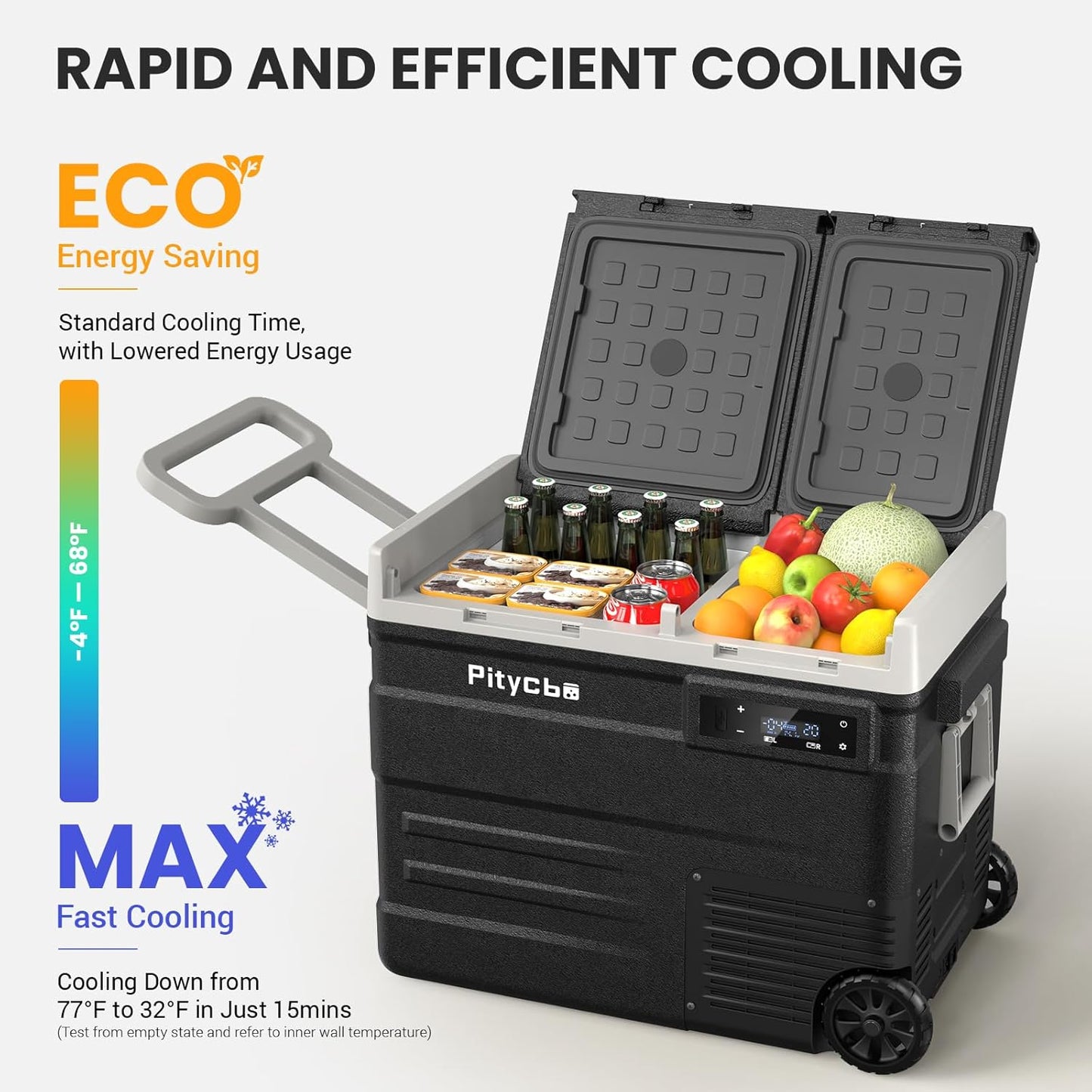 Car Refrigerator 12v Portable Fridge for Car, Auto 53 Quart Dual Zone Freezer Compressor Cooler, -4℉—68℉ 12/24V DC 100~240 Volt AC for Truck, Camping, Travel, Vehicles, RV
