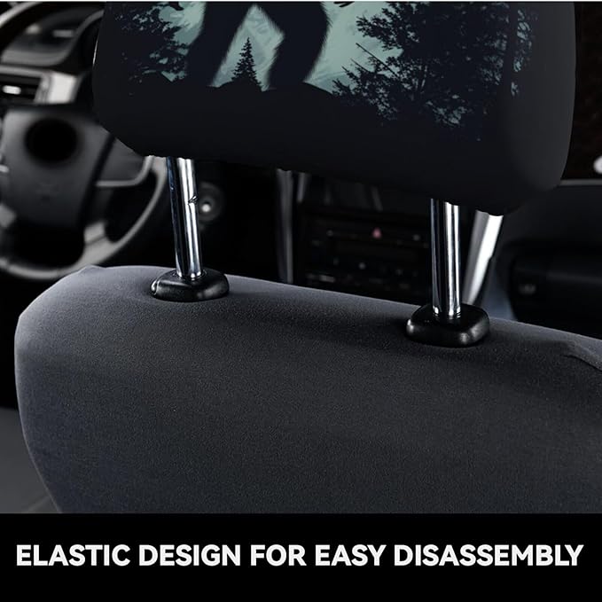 Dujiea 2 Pack Full Moon Car Headrest Covers, Universal Soft Car Seat Head Rest Protector, Vehicle Accessories Fabric Headrest Cover for Cars, Vans, Trucks