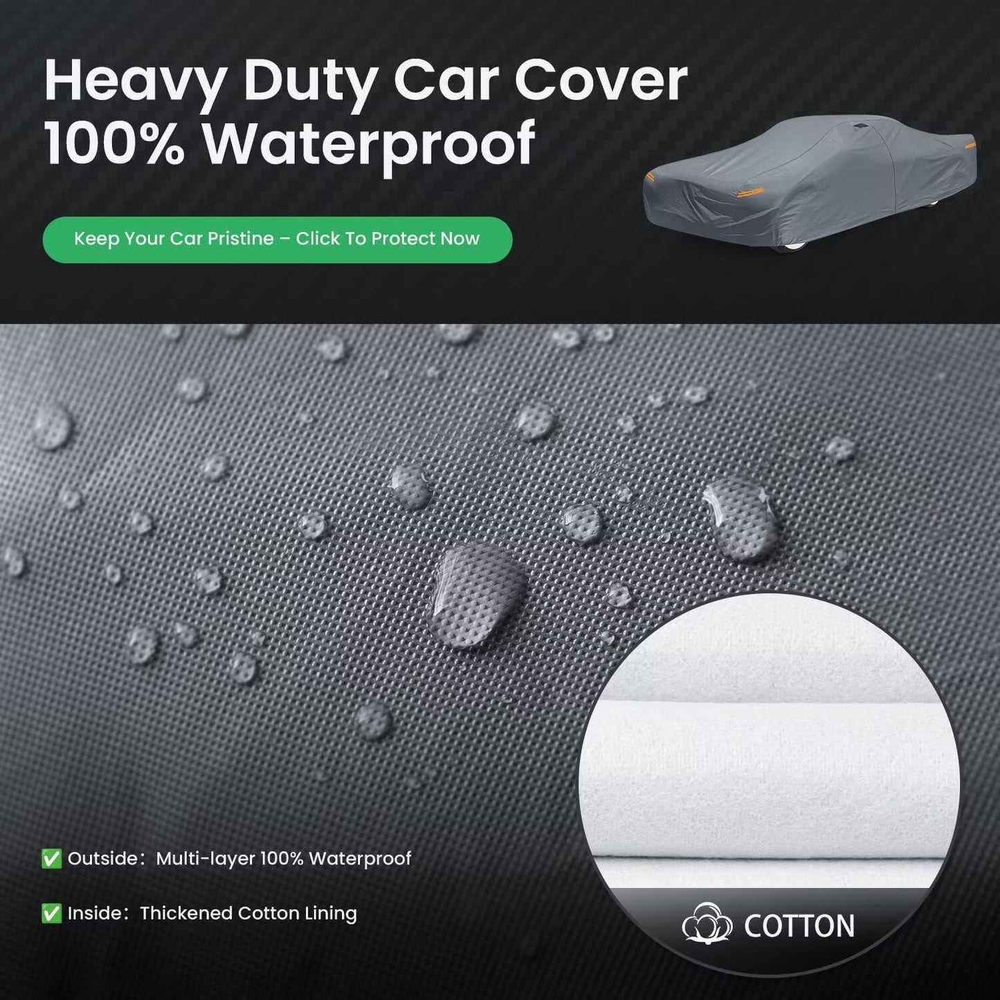 Waterproof Ford Thunderbird(1983-1997) Car Cover with Breathable Vents, [2025 Upgrade] Premium Covers with Cotton Liner and Zipper Door, Sun Rain Snow Dust Uv Protection.(Gift with Towel)