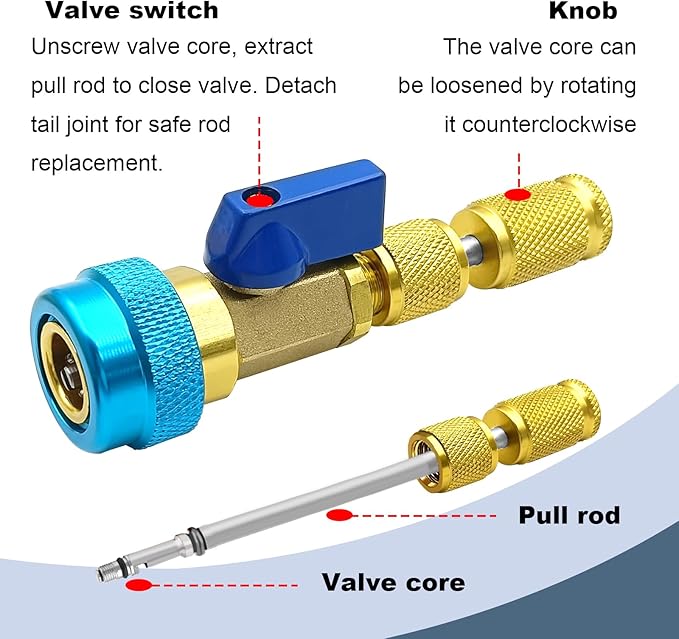 31Pcs R134A Valve Core Quick Remover Installer Tool Kit for High Low Pressure Car A/C Systems -Valve Stem Cores, Seal Caps for R134a Refrigerant Air Conditioner System