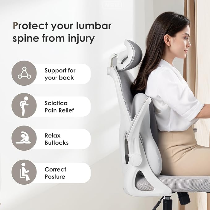 FLORICH Car Seat Cushion and Back Support for Car Ultrathick Memory Foam Office Chair Cushions with Lumbar Support Pillow for Sciatica & Back & Tailbone Pain Relief (Grey)
