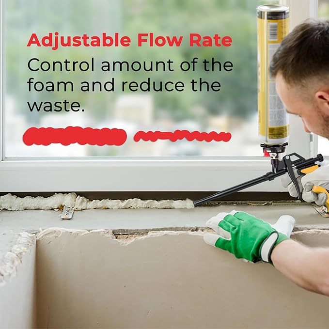 4 Pack Professional Spray Foam Insulation Gun (4 Foam Gun + 16 Nozzle), Teflon-Coated Expanding Foam Gun, Foam Dispensing Gun, for Caulking, Insulating Foam Applicator Yellow - 4 Pack