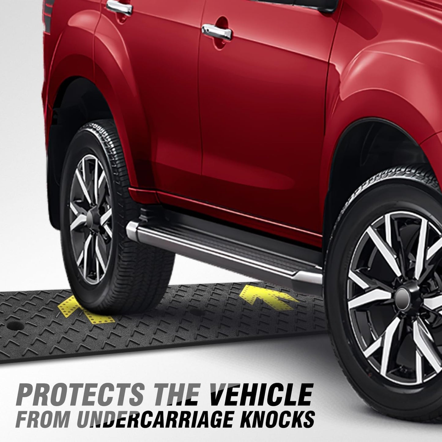 DNA MOTORING 2pcs 4.5" Rise Rubber Arrow Curb Ramp Heavy Duty Loading Threshold Ramp 37.4 in L x 11.8 in W x 4.5 in H for Loading Dock, Warehouse, Wheelchair, Motorcycles, Cars, TOOLS-00650