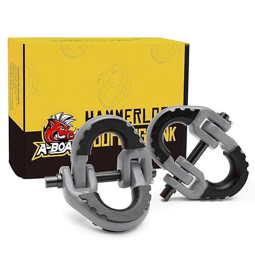 1/2 Safety Chain Connector Link, 12000lbs Capacity, 2pack Hammerlock Coupling Link for Trailer Chains Connect, G80 Drop Forged Alloy Steel Tow Hitch Safety Chain Connector Link, Grey