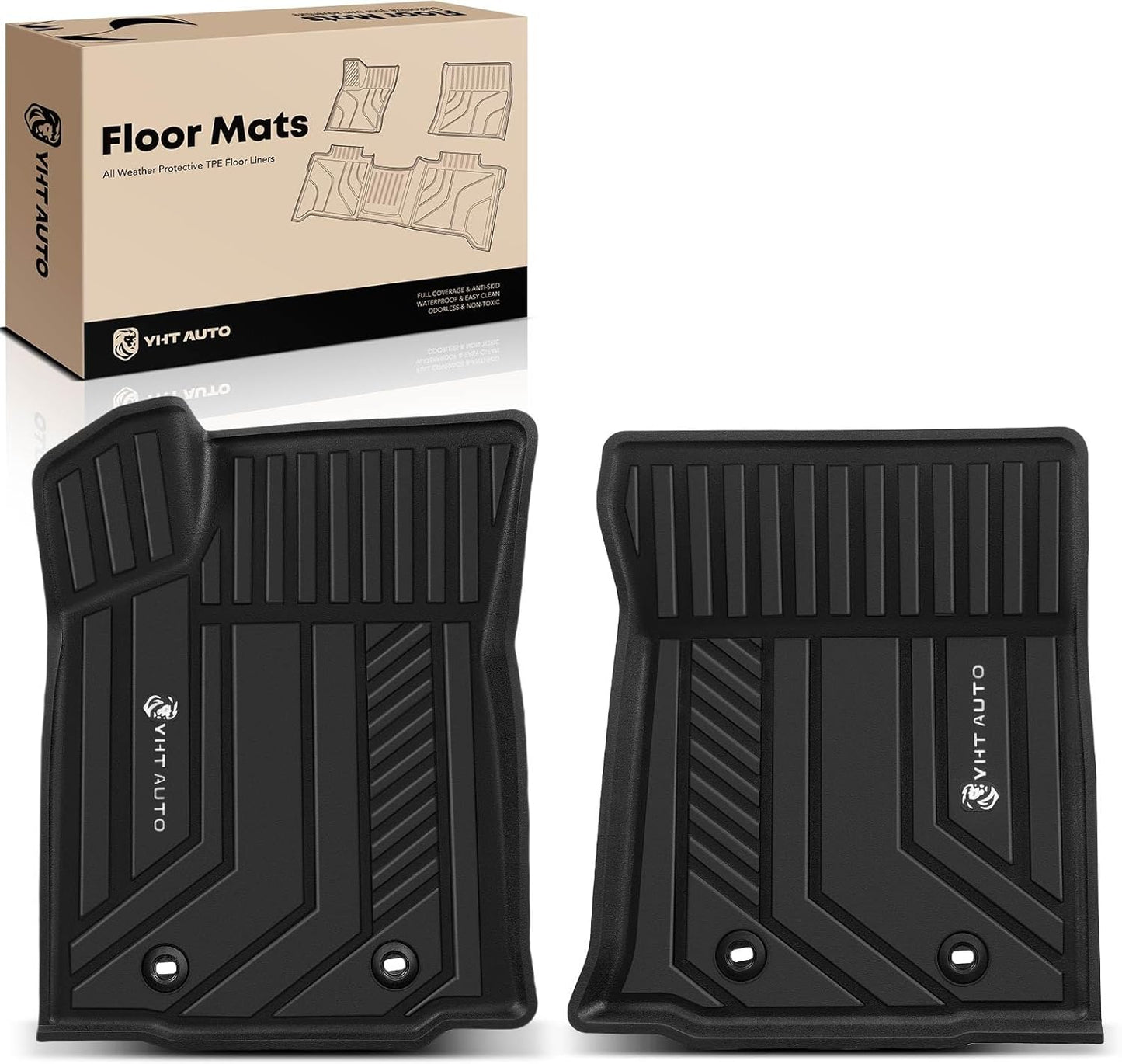YHTAUTO Floor Mats Fit 2016-2023 Toyota Tacoma, TPE All Weather Car Mats Waterproof Anti-Slip Odorless Floor Liner, Interior Car Accessories Front Liner, 2PCS Black