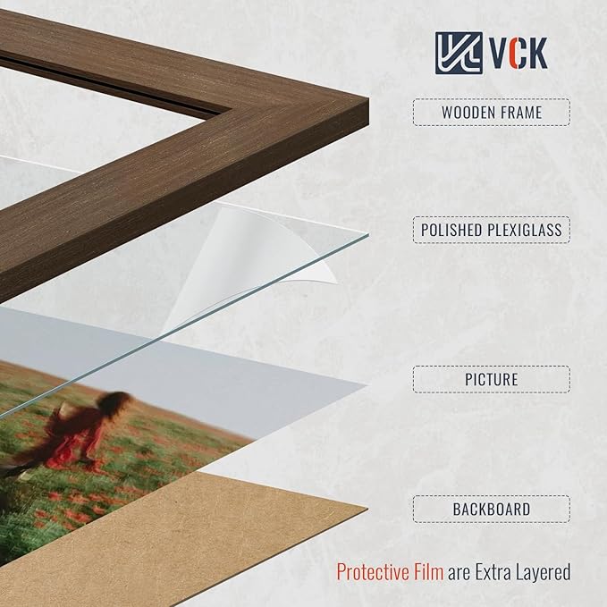 VCK 16x20 Brown Poster Frames 3 Pack, High-End Wood Wide Border Picture Frame,Multi-Directional Display Family Photos, Office Prints, Studio/Gallery/Home Artwork