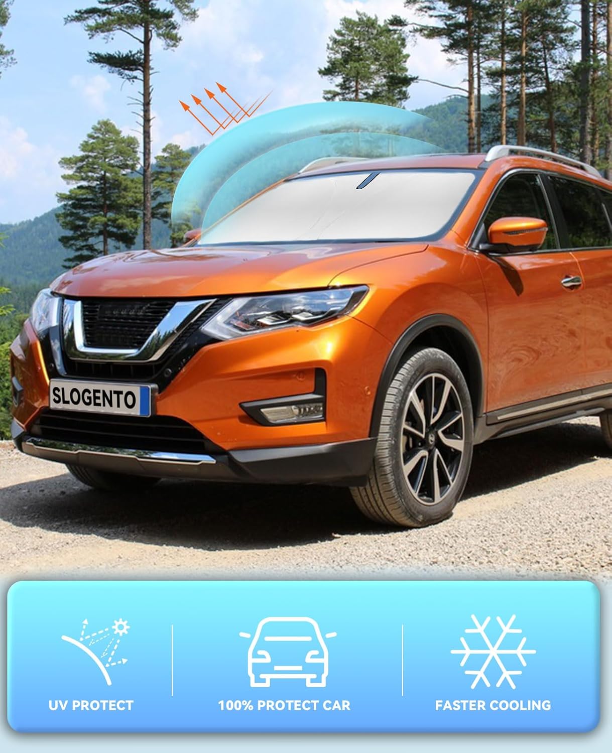 Sun Shade for Rogue Sport Windshield Sunshades for 2017-2024 2025 Nissan Rogue Sport Accessories (Not for Rogue) Windshield Cover Front Window Shields 240T Sun Visor Protect Car Blocks UV Rays