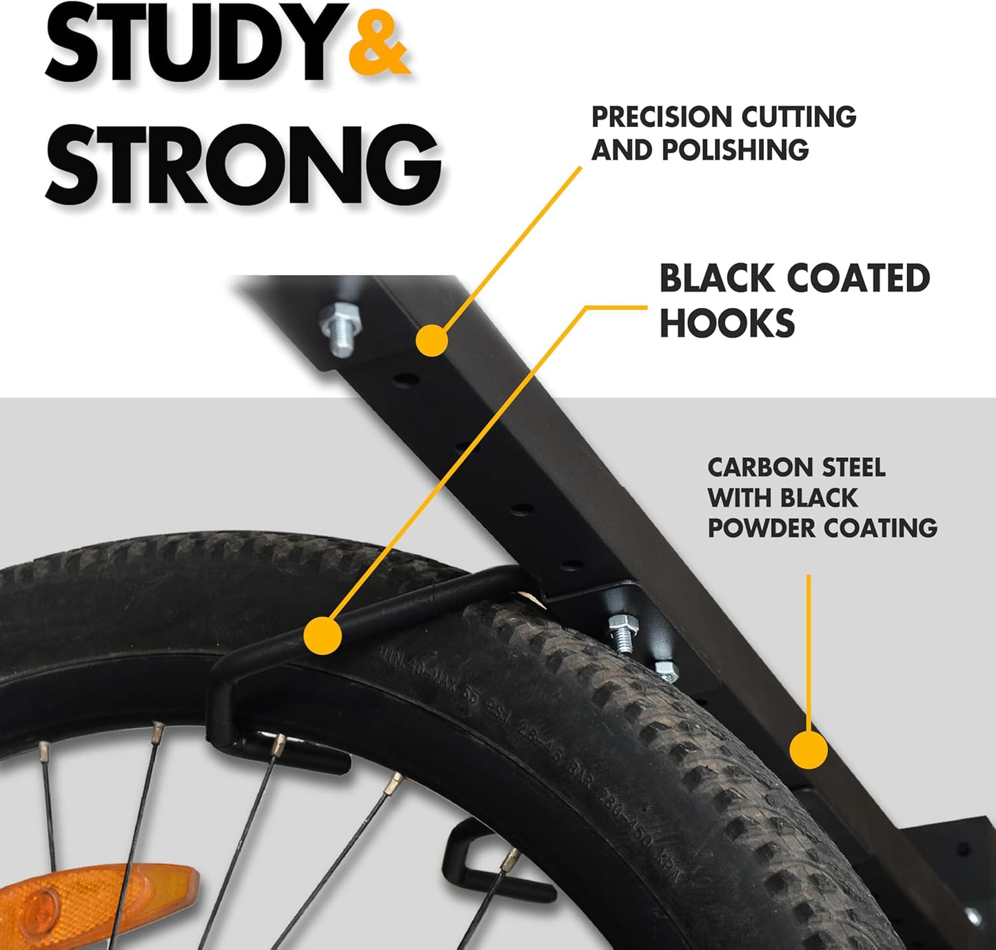 Freestanding 5 Bike Storage Rack for Garage, Hold Multiple Bicycles, Mountain Bikes, Road Bikes, Kids’ Bicycles and E-Bikes