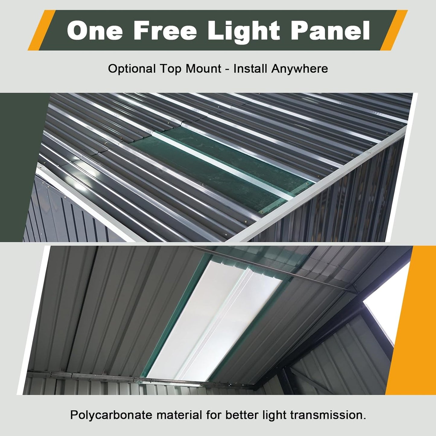 6x8FT Outdoor Storage Shed with Lockable Double Doors, Metal Lean to Garden Shed with Free PC Light Board for Tools, Small Outside Storage Shed Waterproof for Backyard, Garden, Patio