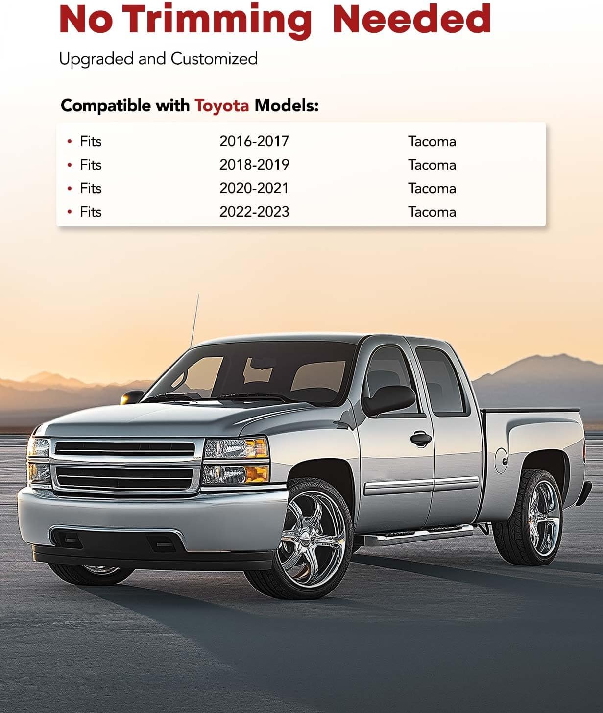 YHTAUTO Floor Mats Fit 2016-2023 Toyota Tacoma, TPE All Weather Car Mats Waterproof Anti-Slip Odorless Floor Liner, Interior Car Accessories Front Liner, 2PCS Black