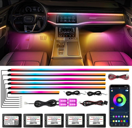 WEBUPAR Dreamcolor Acrylic Interior Car Lights, 10 in 1 LED Strip Lights With APP Control, 213 Modes, 175 Inches 593 LEDs Fiber Optic RGB Neon Lighting