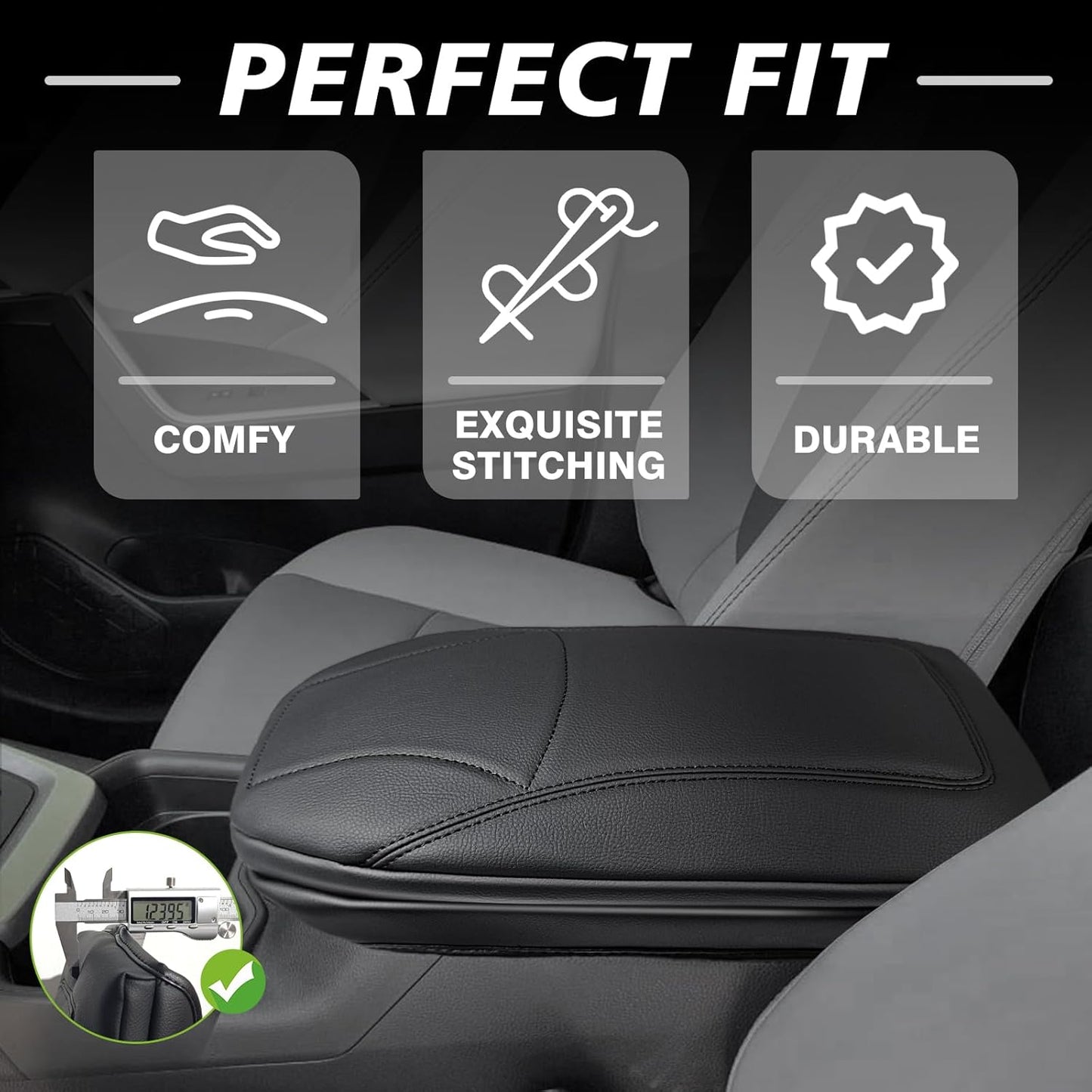 Muslogy Center Console Armrest Cover Compatible with Toyota RAV4 2019-2025 Comfort Armrest Pad Arm Rest Cushion Vegan Leather Protector 1-Inch Extra Thick